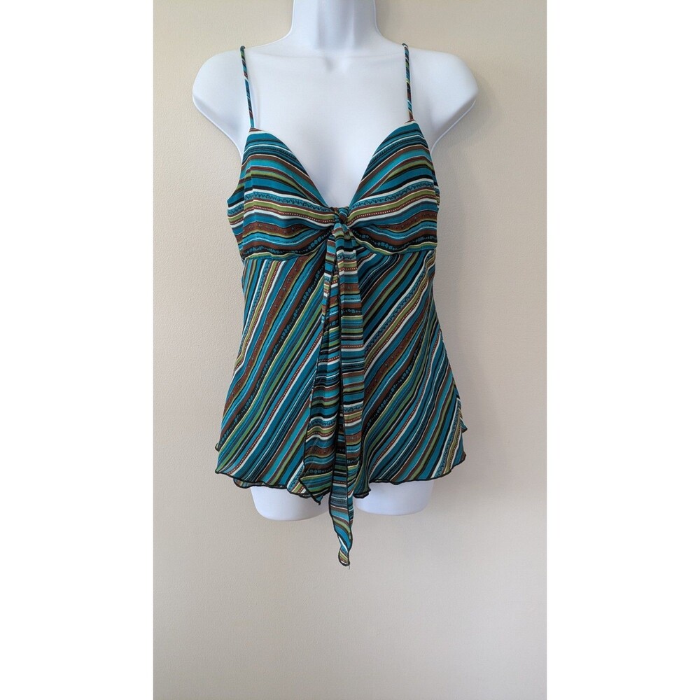 Vintage 90s Y2K Iz Byer Babydoll Cami Top L Retro Fairy Boho Flowy Colorful NWOT